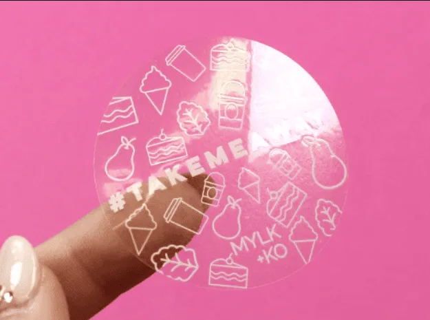 transparent sticker printing with white ink for a product 